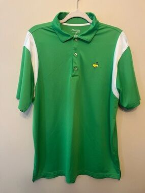 Masters Tech Golf Polo Augusta National Bright Green White Men's Size Large